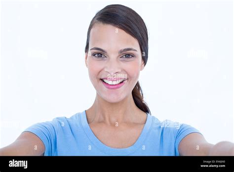 Pretty Brunette Smiling At Camera Stock Photo Alamy