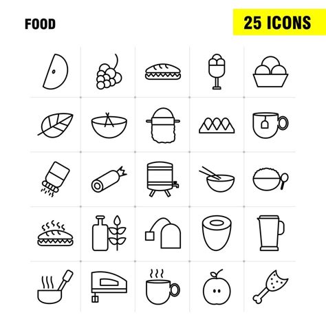 Food Line Icons Set For Infographics Mobile Uxui Kit And Print Design