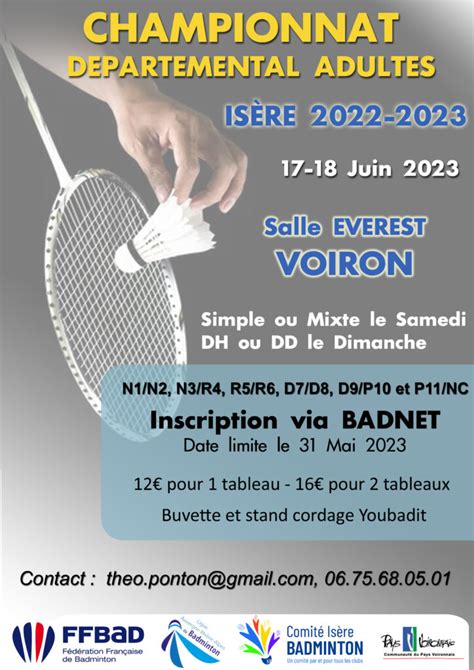 Championnat D Partemental Adultes Comit De L Is Re De Badminton