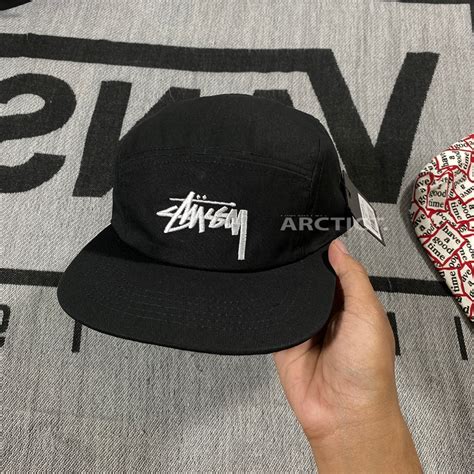 Jual Stussy Mens 5 Camp Panel Cap Hat Black Topi Stussy Shopee