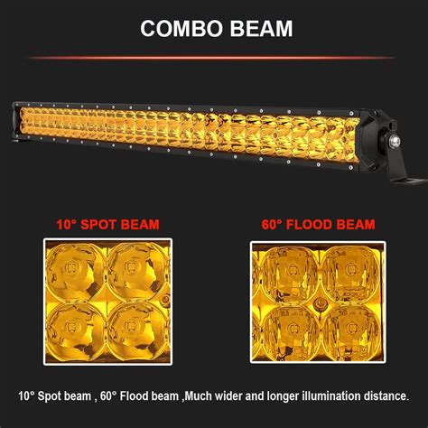 Biglion X Amber Led Light Bar Inch Spot Flood Combo Single Row Off