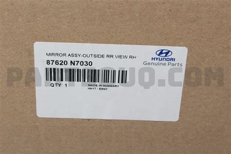 MIRROR ASSY OUTSIDE RR VIEW RH 87620N7030 Hyundai KIA Parts PartSouq