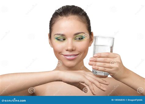 Portrait Of Pretty Girl Holding A Glass Of Water Stock Image Image Of