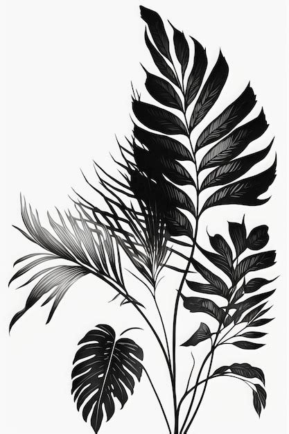 Um Desenho Preto E Branco De Uma Planta Folhas E As Palavras