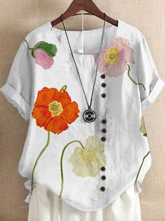 Women S Shirt T Shirt Tee Floral Daily Vacation Going Out Print Button