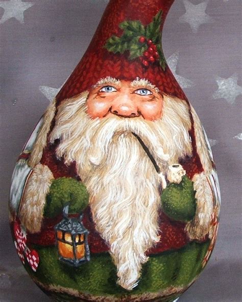 Swedish Jul Hand Painted Gourd Santa Claus Tomte 9 Etsy