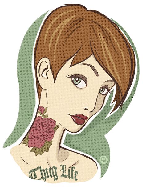 New Digital Illustration Cute Girl With Tattoos And A Pixie Cut Christian Elden Designer