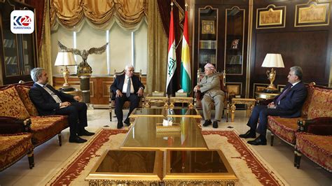 Kdp President Masoud Barzani Iraqi Pmf Leader Discuss Maintaining