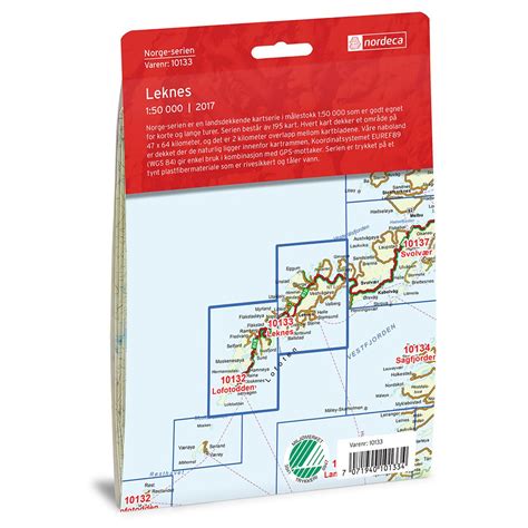 Leknes - National map series in 1:50 000 - Water resistant | Norway's largest map store