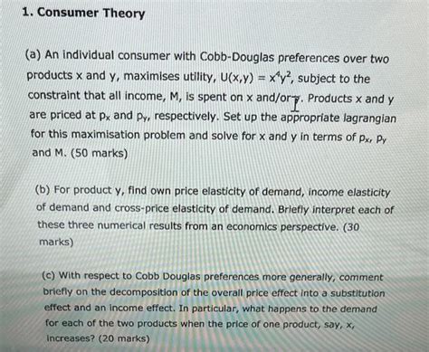 Solved A An Individual Consumer With Cobb Douglas Chegg