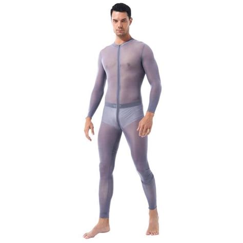 Yizyif Bodystocking Sexy Homme Transparent Catsuit Body Moulant