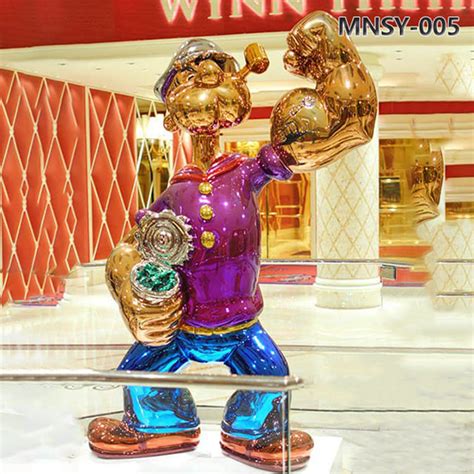 Plating Stainless Steel Popeye Sculpture Cartoon Character