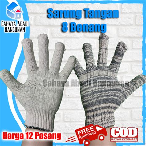 Jual Sarung Tangan Benang 8 Sarung Tangan Tukang Kerja Kain Proyek