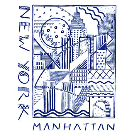 New York City Tee Shirt Manhattan Drawing By Timothy Hull Etsy
