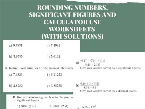 Rounding Numbers Significant Figures And Calculator Use Worksheets With Solutions Teaching