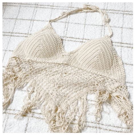 Fringe Hem Halter Bikini Top Shein Shopee Philippines