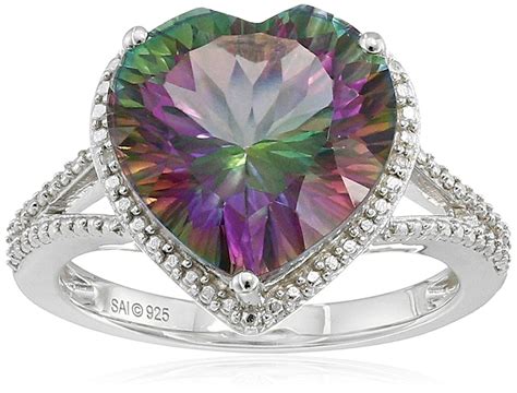 Sterling Silver Mystic Fire Topaz And Diamond Accented Heart Ring Size