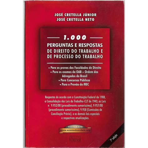 1000 Perguntas E Respostas De Direito Do Trabalho E Processo Do