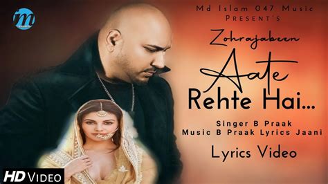 Aate Rehte Hain Lyrics B Praak Jaani Amyra Dastur Zohrajabeen