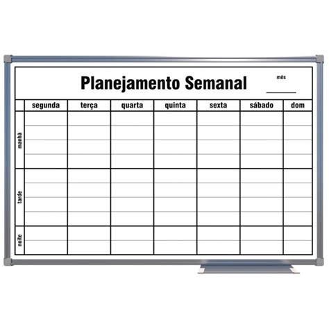 Quadro Branco 60x90cm Planejamento Mensal Aluminio Pimentel