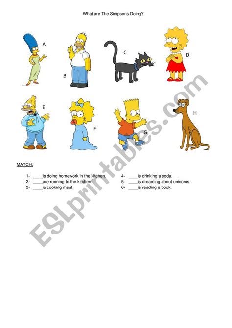 The Simpsons Esl Worksheet By Julieta