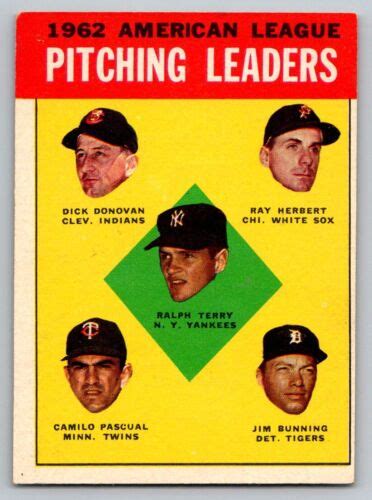 1963 Topps 8 1962 American League Pitching Leaders Ralph Terry Dick