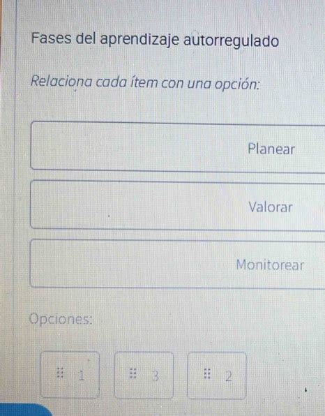 Solved Fases del aprendizaje autorregulado Relaciona cada ítem con una