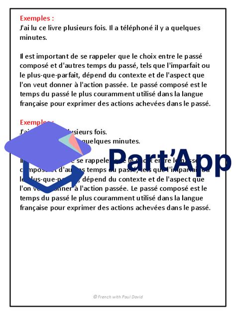 Partapp Le Passé Composé Exercices Corrigés