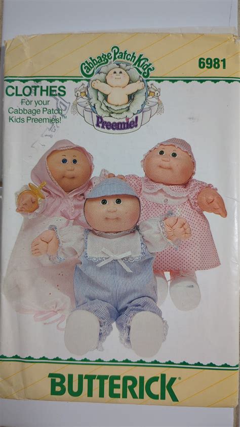 Butterick 6981 Cabbage Patch Kids Preemies Clothing Hat Romper Dress