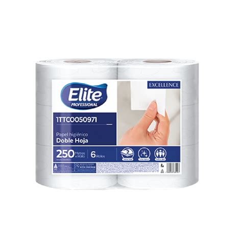 Papel Higiénico Jumbo Elite Doble Hoja 250mts X 6 Rollos Brillo