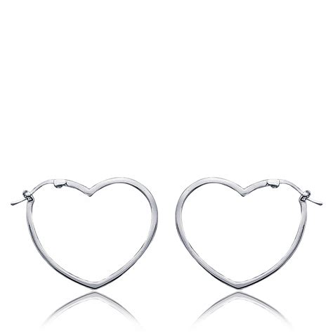 Boucles D Oreilles Cr Oles Coeur Femme Intense Argent