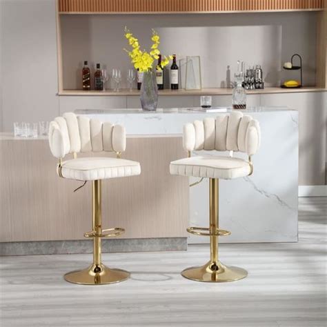 Lot De Tabourets De Bar Pivotants R Glables En Hauteur Avec Repose