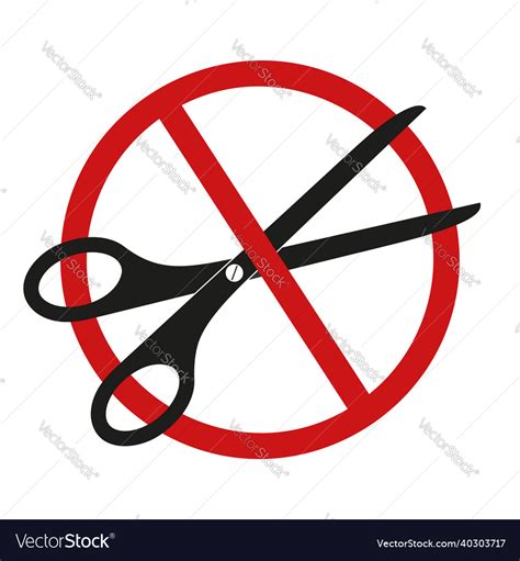 Scissors With Red Forbidden Sign Do Not Cut Vector Image