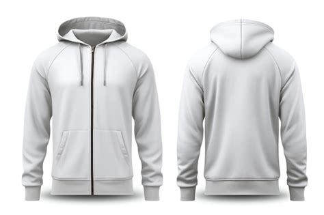 Premium Ai Image Stylish Light Grey Hoodie Zipper Mockup