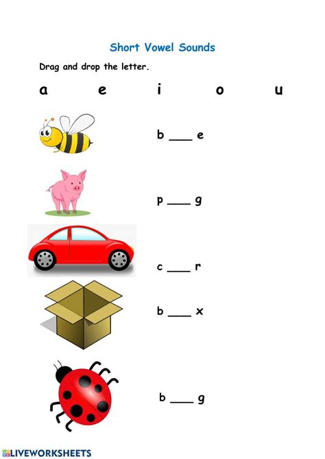 Short Vowel Kindergarten Worksheets Printable Computer Tools