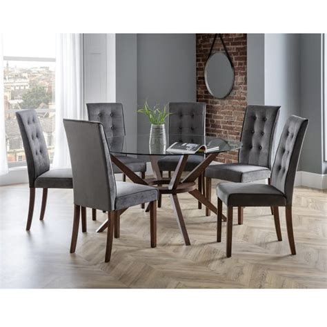 Chelsea Large Round Dining Table With 6 Madrid Dining Chairs Dunelm