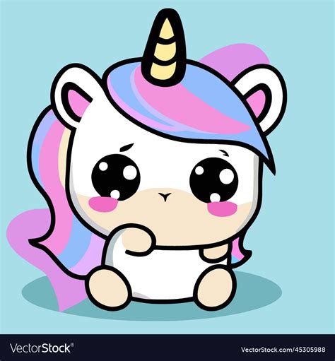 Cute Unicorn Unicorn Kawaii Chibi Drawing Style Vector Image