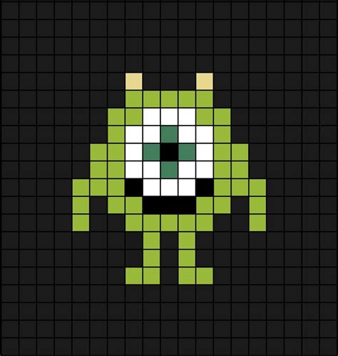 Mike Wazowski Small Pixel Art Pixel Art Pattern Easy Pixel Art