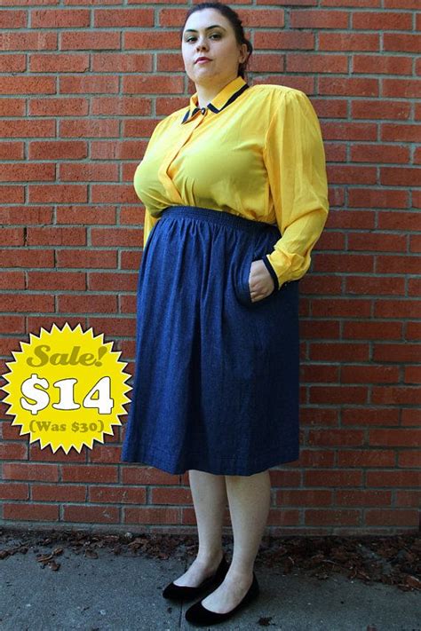 Clearance Plus Size Vintage Full Denim Skirt Size Xl Etsy Full