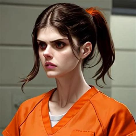 Alexandra Daddario In Prison Wearing Orange Scrubs P Openart