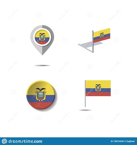 Pernos Del Mapa Con La Bandera De EQUADOR Ilustración del Vector