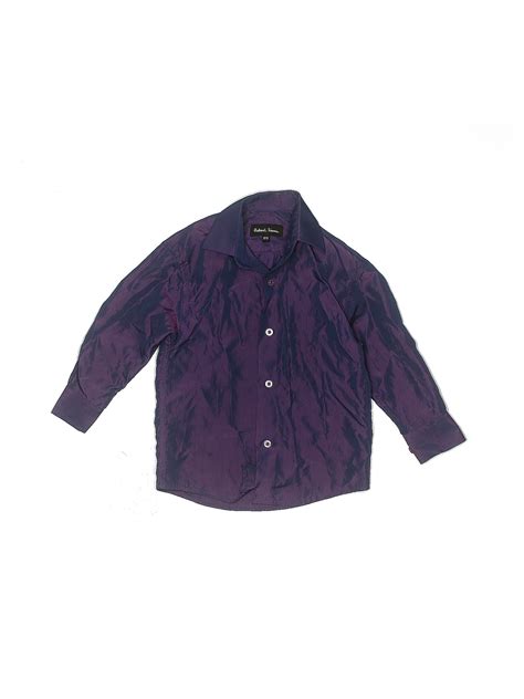 Assorted Brands Solid Purple Long Sleeve Button Down Shirt Size 2 3