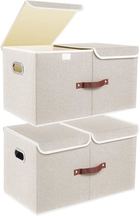 Prandom Grand bac de rangement pliable avec couvercle 1 Pack Boîte de