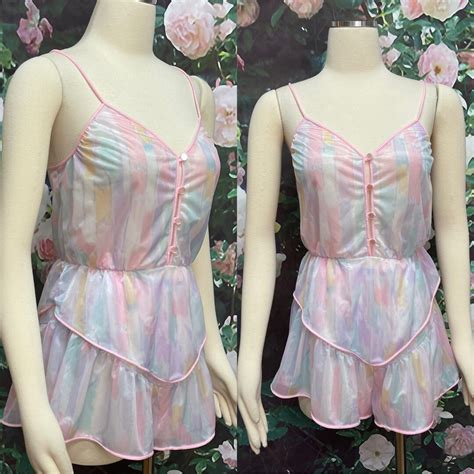 80s Vassarette Pastel Camisole Ruffled Panties Watercolor Etsy