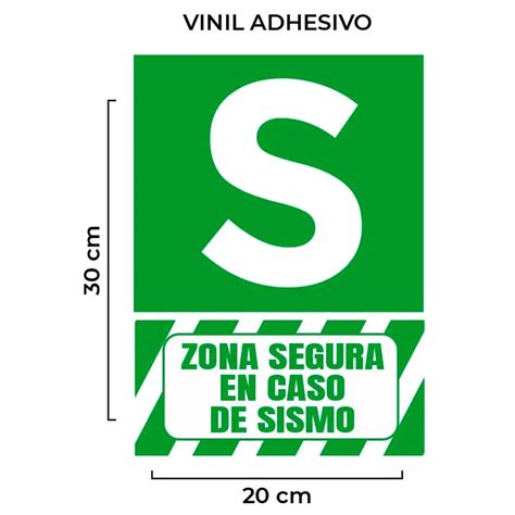 Señal Zona Segura en Caso de Sismo Vinil Adhesivo Nacional