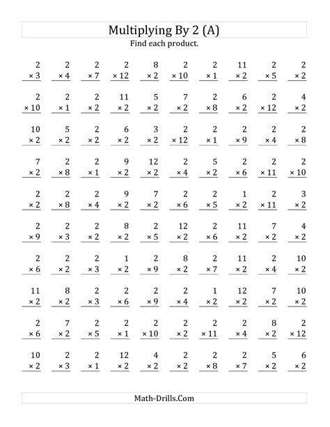 2 By 2 Multiplication Worksheets