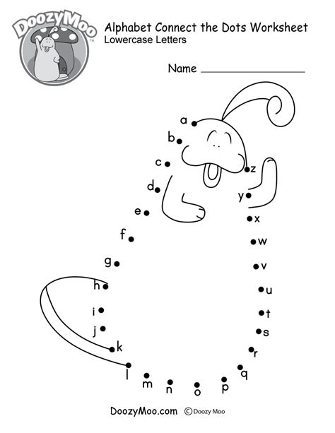 Alphabet Connect The Dots Worksheet Lowercase Letters Doozy Moo