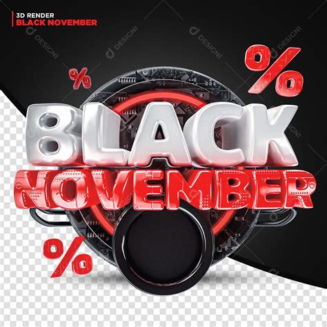 Black November Selo 3d Vermelho Para Composição Psd Download Designi