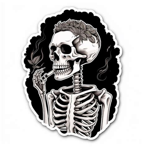 Premium AI Image A Close Up Of A Skeleton Smoking A Cigarette On A