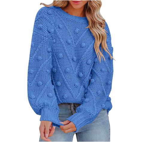 Reoriafee Lightweight Sweaters For Women Long Sleeve Crewneck Solid Color Sweater Classic Style